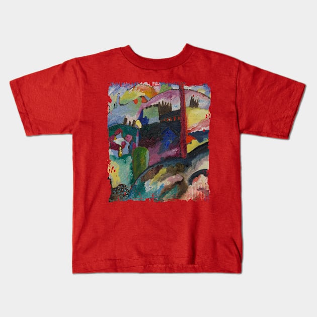 Landscape with Factory Chimney (1910) Wassily Kandinsky Kids T-Shirt by IceTees